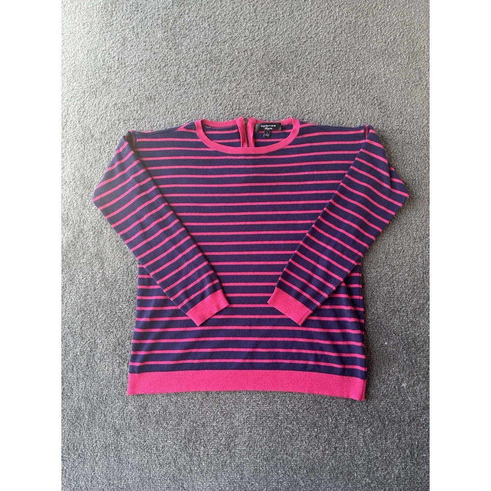Spense Knits Womens‎ Sweater Red Black Pullover Rayon Back Zip Nautical Size S